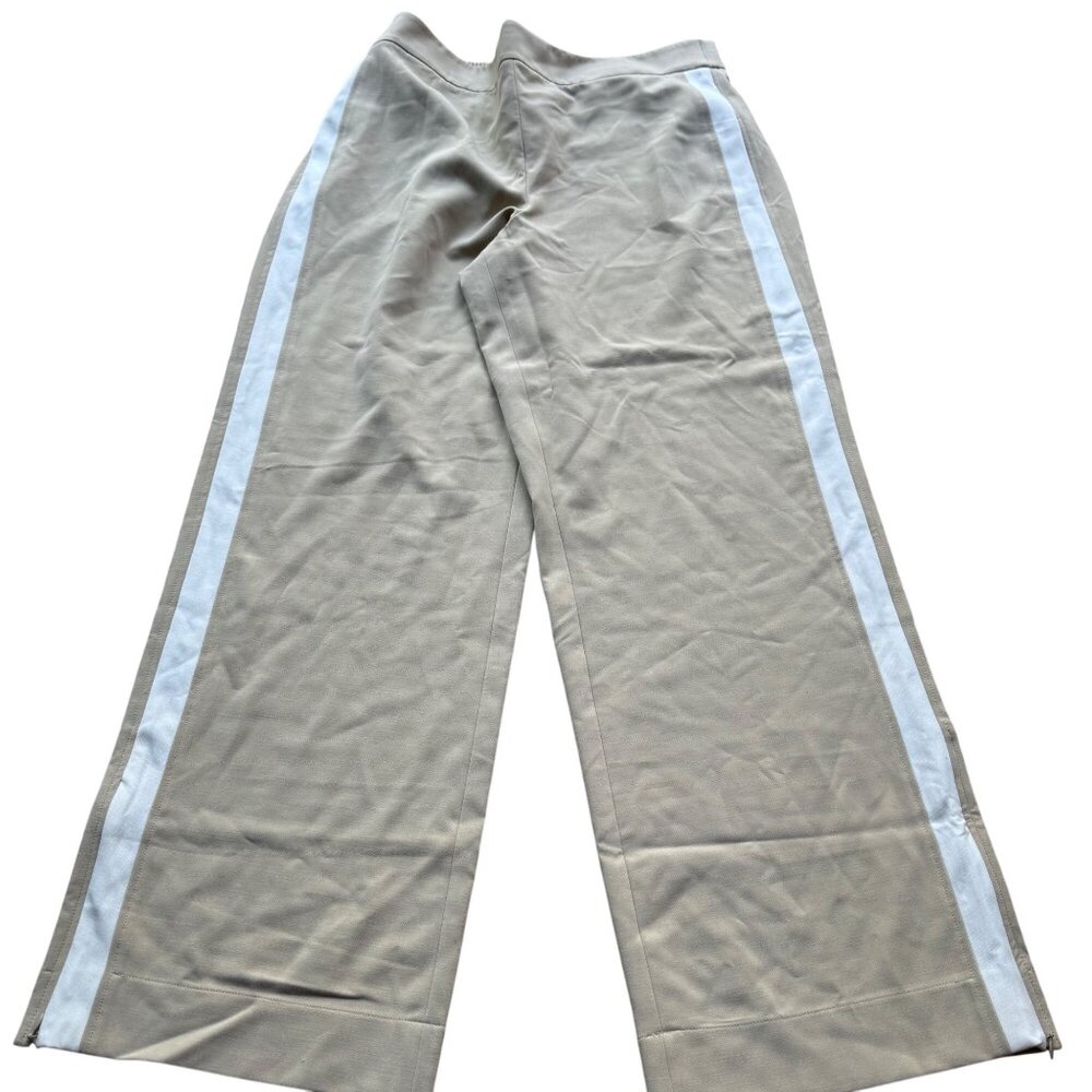 Boden Beige Wide-Leg Pants with White Accents